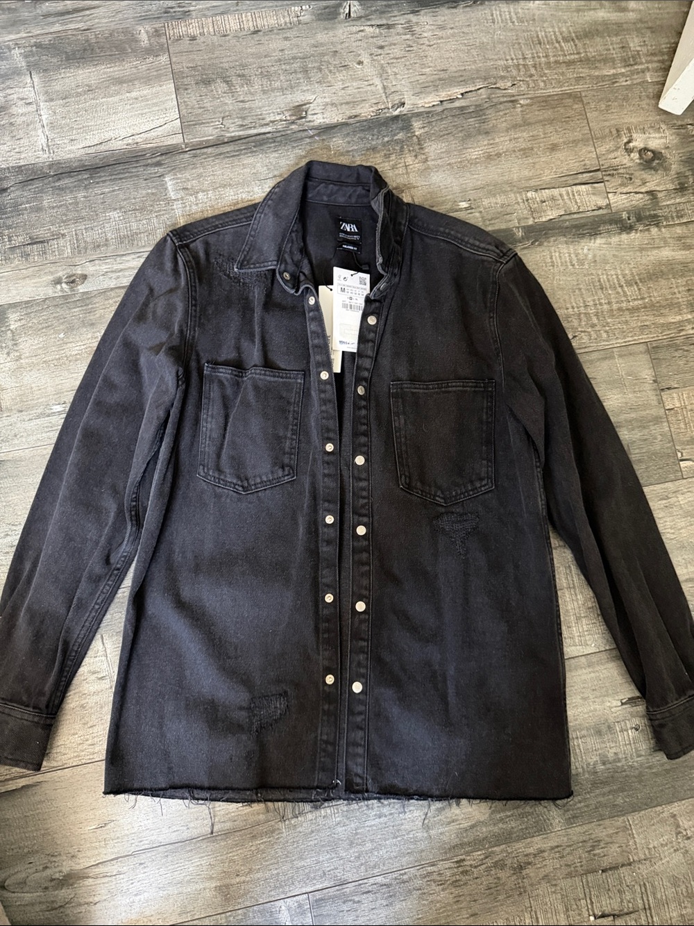 Zara Black Denim Shirt Jacket